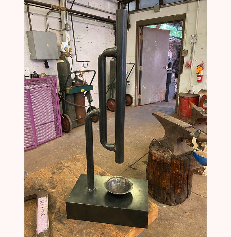 Metal fountain in the metal shop